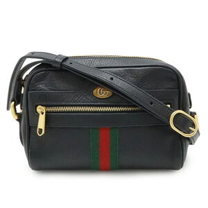 GUCCI Black Leather Pochette Shoulder Bag